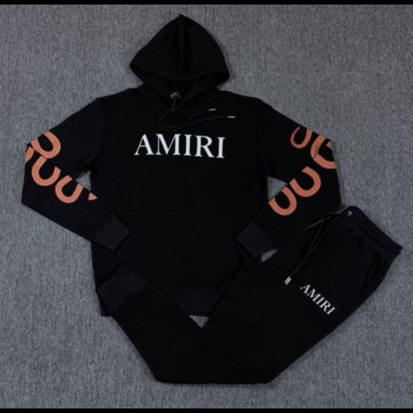 AMIRI Other - AMIRI Black Hoodie and Joggers with Orange Accents